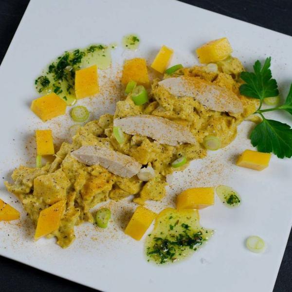 COOK and ENJOY Rezept Mango Curry Sahne mit Geflügelfleisch
