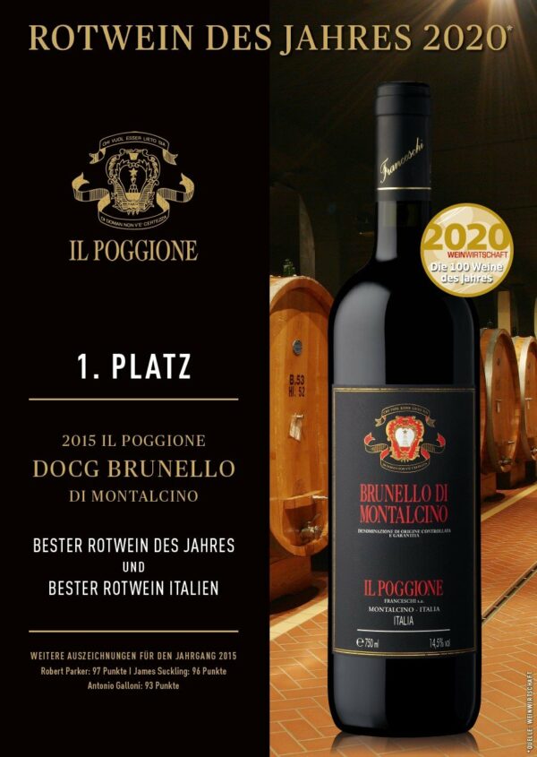 COOK and ENJOY Shop Il Poggione Brunello di Motalcino 2015 Bester Rotwein des Jahres